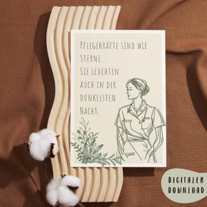 Pflegekräfte sind wie Sterne - Postkarte als digitaler Download: Motivation oder Danksagung als Geschenk für Pflegekräfte