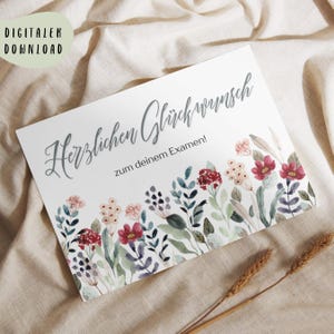 ¡Felicitaciones por el examen! - Tarjeta de felicitación plegable como descarga digital: tarjeta de felicitación como regalo para sus seres queridos