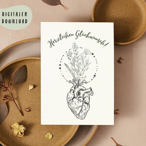 Félicitations! - Carte de vœux pliable en téléchargement numérique : carte de félicitations comme cadeau pour vos proches