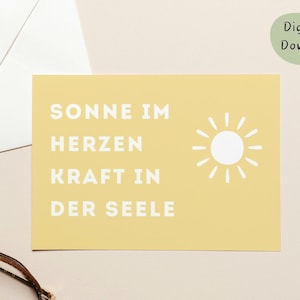Du soleil dans le coeur ! - Carte postale en téléchargement numérique - Aide à faire face à la maladie