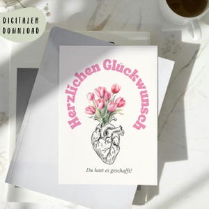 ¡Felicidades! - Tarjeta de felicitación plegable como descarga digital: tarjeta de felicitación como regalo para sus seres queridos