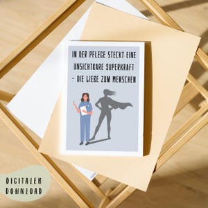 Superheroína - postal como descarga digital: motivación o agradecimiento como regalo para el personal de enfermería