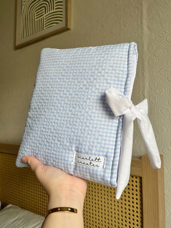 Blue Gingham Kindle Sleeve / Book sleeve / Book Cover / Book Lover Gift / Protective Book Case