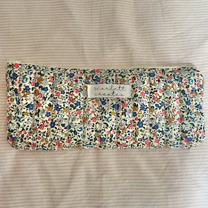 Blue Multi Colour Flower Floral Pencil Case / Glasses Case / Stationary Organiser / School Supplies / Office Supplies