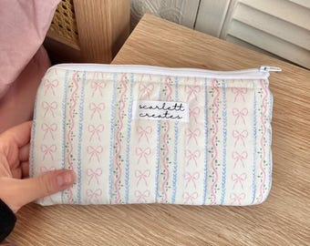 Estuche para lápices/gafas/organizador de papelería con lazos rosas
