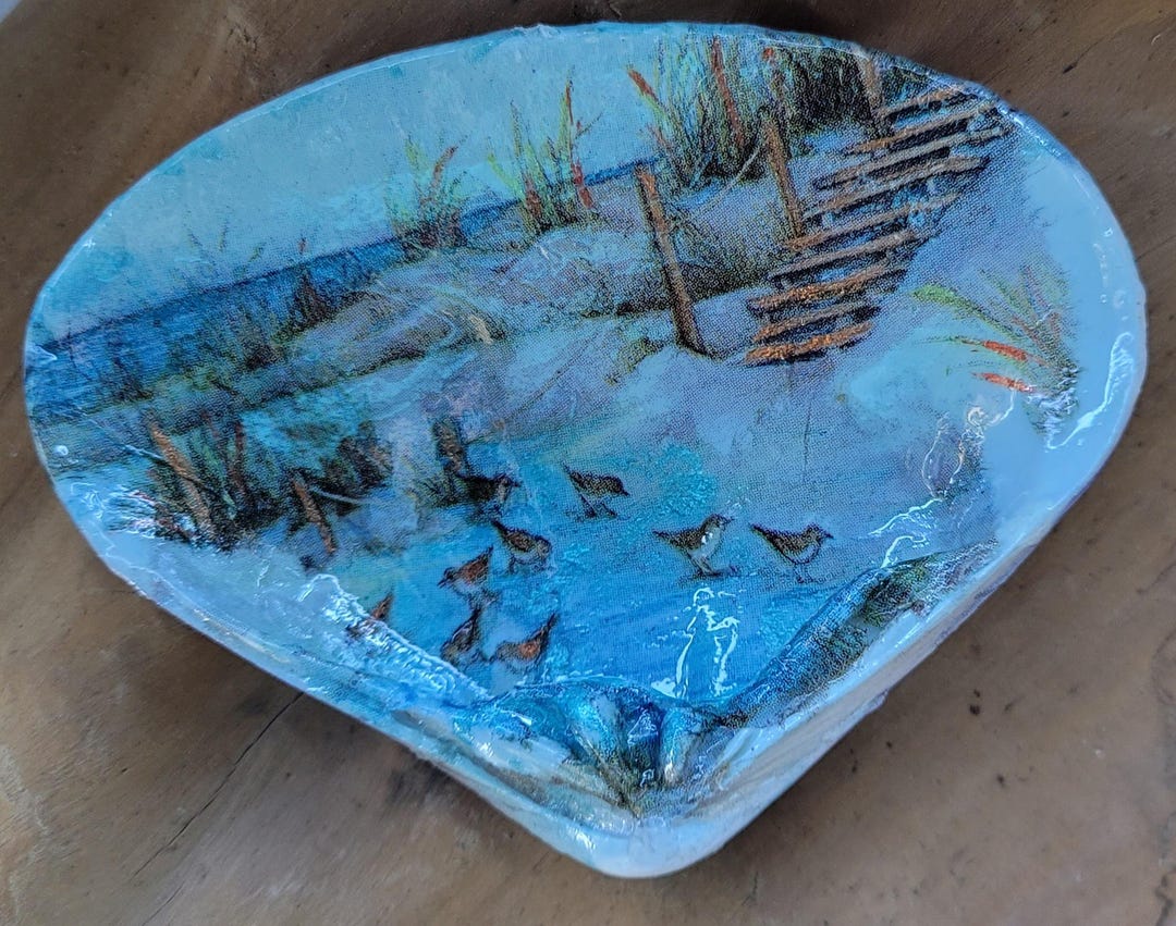 Decoupage Shell Trinket Dish – Coastal Ring Dish, Seashell Jewelry Dish ...