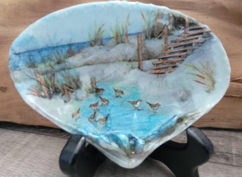 Decoupage Shell Trinket Dish – Coastal Ring Dish, Seashell Jewelry Dish ...