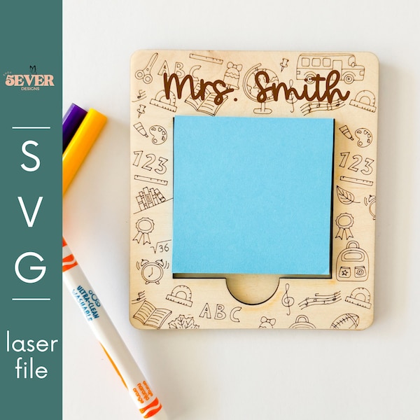 Waardering van de leraar, Post-it houder digitaal bestand, Doodle, gescoord SVG-bestand, digitale download, laserbestand