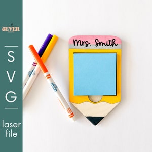Apreciação do professor, arquivo digital com suporte para post-it, arquivo SVG de lápis, download digital, arquivo a laser