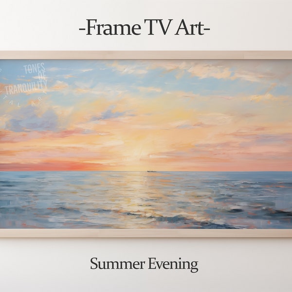 TV Art, Summer Evening, Seaside, Sunset, Beautiful Landscape, Instant Download.