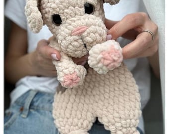 PUPPY LOVEY crochet PATTERN. Plush dog Snuggler toy. Amigurumi plushie. Cuddly stuffed animal.