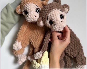 Patrón de edredón de mono de crochet: peluche de animal de la selva (descarga en PDF)