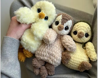 Crochet Penguin & Chick Lovey Pattern: Amigurumi Snuggler (PDF Download