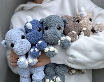 Crochet Dragon, Hippo, Dinosaur Lovey Pattern: 3-in-1 Amigurumi Tutorial (PDF Pattern)