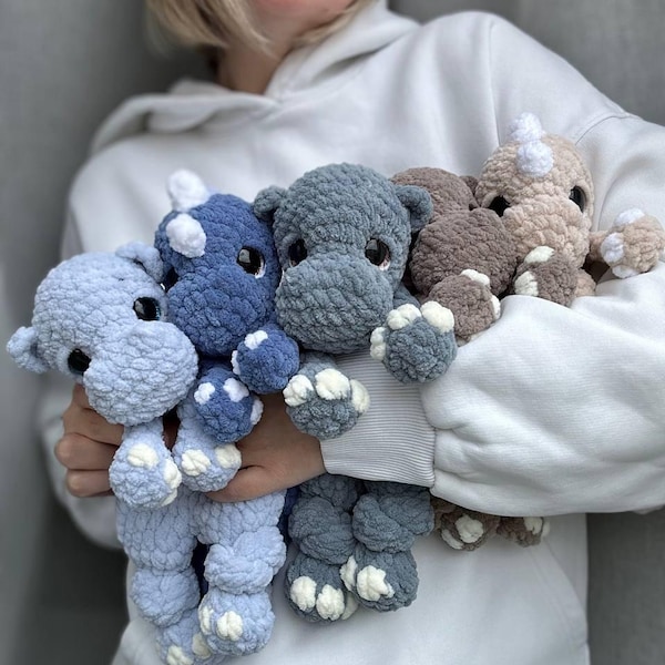 Drachen, Nilpferd, Dinosaurier Lovey Muster häkeln: 3-in-1 Amigurumi-Anleitung (PDF-Muster)