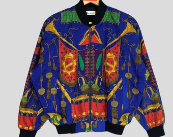 Vintage 90's Charolin Baroque Luxury Multicoloured Jacket XLarge Abstract Pop Art Luxury Style Novelty Baroque Ancient Bomber Jacket Size XL