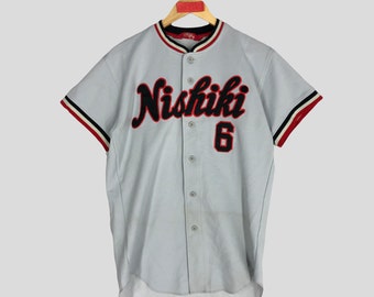 Vintage Nishiki Baseball Jersey No 6 MFG By Asics Majestic Jersey Sportwear Patchwork Fan Gear MLB Size M