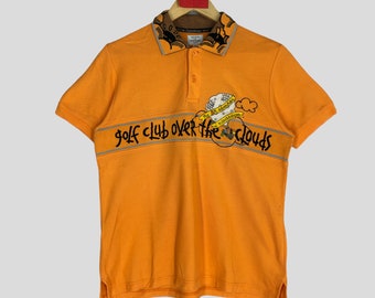 Vintage Jean Charles De Castelbajac Camisa Tamaño 2 Jean Charles De Castelbajac Golf Club Naranja Polo Camisa Hecha en Japón Tamaño M