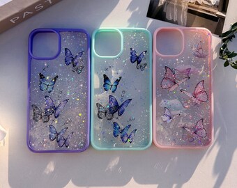 Glitter Butterfly Soft Phone Case For iPhone 15 14 13 12 11 Pro Max Case iPhone 14 15 Plus iPhone XS Max iPhone XR iPhone Case gift for her