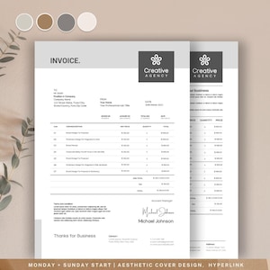 Invoice Template - Editable PDF, Customizable Business Invoice Template, Professional Invoice Design, Digital Download for Small Business