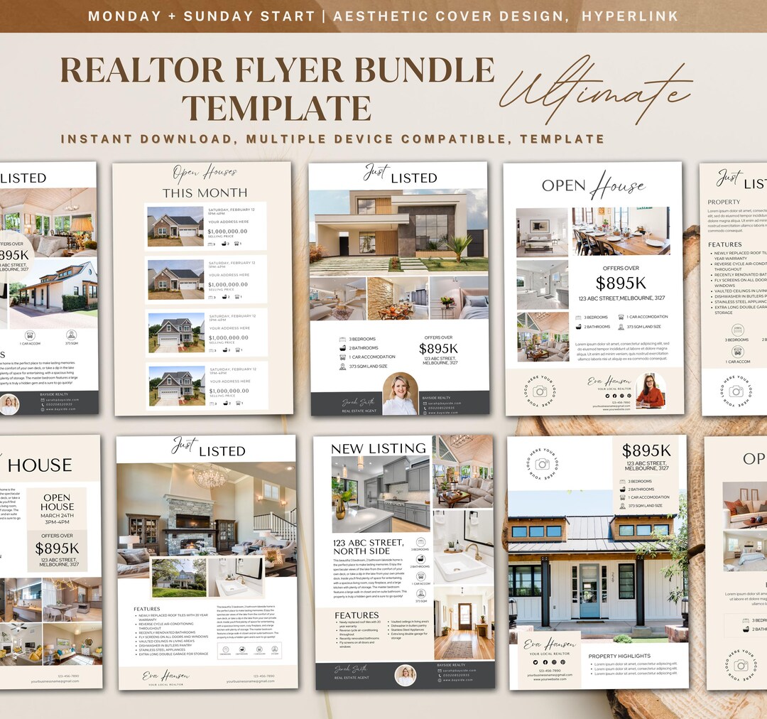 Realtor Flyer Bundle Template - Real Estate Marketing Canva Templates ...