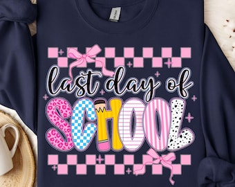 Coquette Checkered Last Day of School PNG, Retro Teacher Png, Teacher Shirt, Summer Break Png, End of School Year Png, Retro Teacher popular