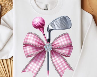 GOLF Pink PNG, Golf Png, różowa wstążka Golf Club Clipart, Golf png, Golf Ball Club and Tee, Golf Sublimation, Golf Clipart, Golf Tee PNG