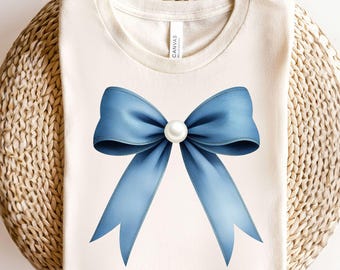 Denim Blue Bow PNG, Sublimation, digitaler Download, Sofort-Download, Clipart, Coquette Design, Jeans Big Bow, Blaue Jeansfarbe
