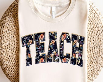 Boho Teacher Png Floral Teacher Varsity Design Coquette Teacher Gift Back To School Wildflowers Teacher Retro First Day Of School Trendy 2