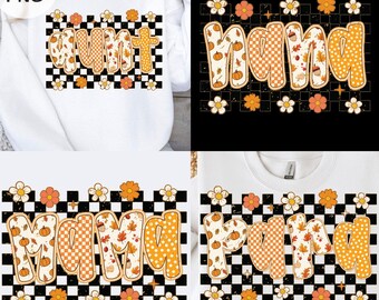Preppy Floral Fall Mama Bundle png, Fall Pumpkin Png, Pumpkin Checkered, Ditsy Floral Fall png, Autumn png, Coquette Fall png, Pumpkin Spice