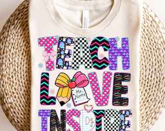 Teach Love Inspire Png, Teacher Png, Preppy Teacher Png, Teacher Life Png, Teacher Appreciation Png, Teacher Coquette Bow Design PNG, Teach