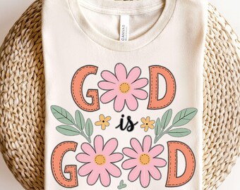 Gott ist gut PNG, Preppy Retro Christian Bibel Vers Sublimation, Jesus Anbetung Lied PNG, Religiöser Glaube Shirt Design PNG