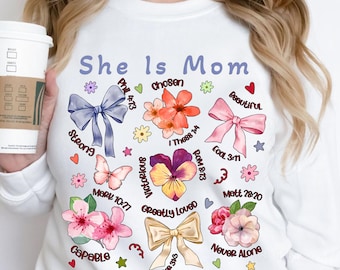 Boho Floral Mama PNG, Ona jest Mamą PNG, Dzień Matki Png, Chrześcijańska Mama Png, Kwiatowa Wiosna Png, Werset Biblijny Png, Mama Wildflower Kokietka