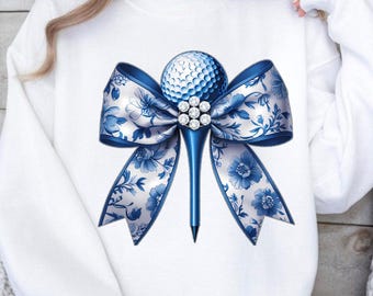 GOLF Chinoiserie, Golf Png, Watercolor vintage blue flowers Golf PNG, Golf png, Golf Ball and Tee, Golf Sublimation, Golf Clipart, Golf Tee