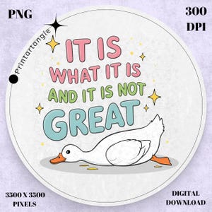 It Is What It Is And It Is Not Great PNG Sticker, Trending PNG, Popular PNG, Cute Goose Png, Sarcastic Sticker Png, Silly Goose Png,Meme Png