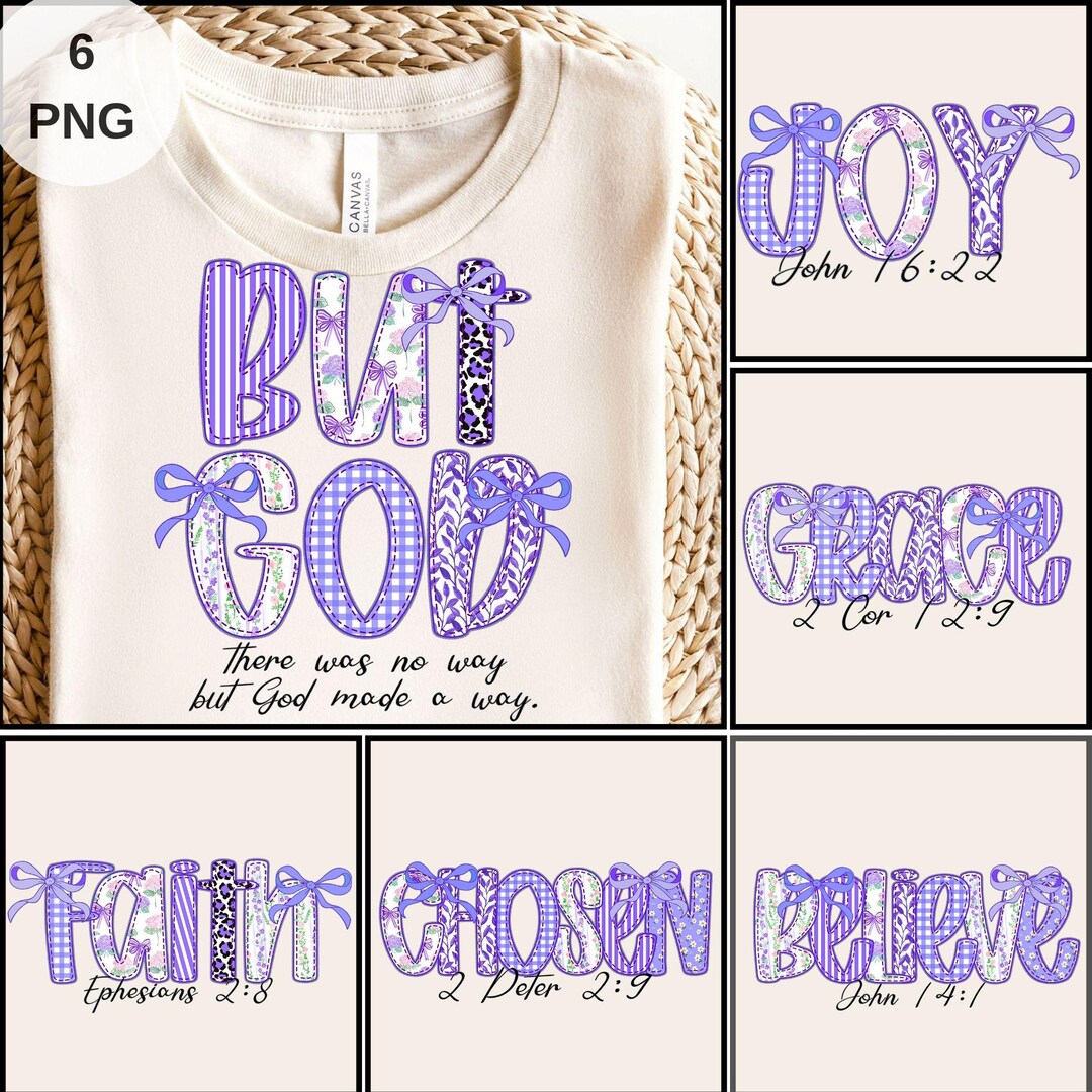 Gingham Floral Bible Verse Png Bundle, Pray GRACE JOY BELIEVE Png ...