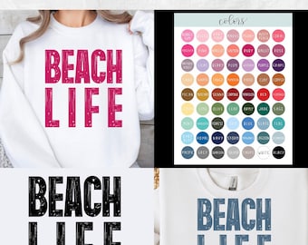 Beach Life PNG Sublimation Design | Instant Download | Black & White Included | Custom Color Available | Choose from Color Palette