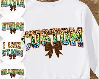 Custom Leopard Print Text PNG Personalized Name Leopard Pattern Sublimation Design,  Personalized Sublimation, Varsity Style Custom Word PNG
