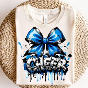 Cheer Bow Blue Sublimation Digital Download PNG Cheerleading Logo Camp Competition Game Day Design, popular png