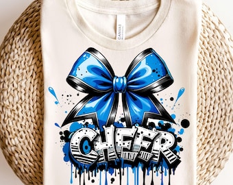 Cheer Bow Blue Sublimation Digital Download PNG Cheerleading Logo Camp Competition Game Day Design, popular png