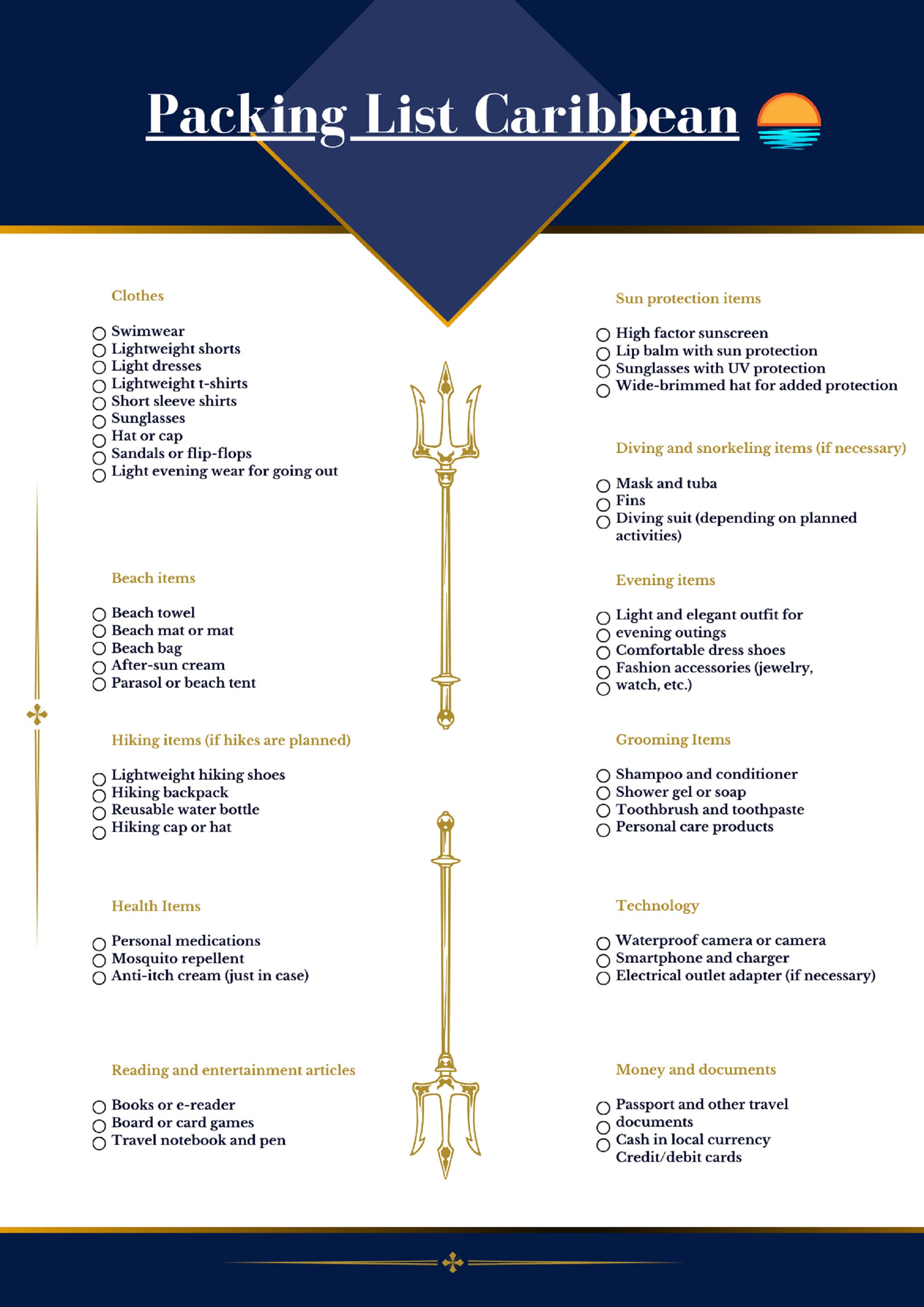 Caribbean Packing List / Packing List Caribbean 1 PDF / Caribbean ...