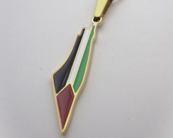 Luxury Flag of Palestine Necklace with Chain in Gold Sale Now on for Valentine's Day