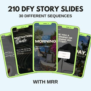 210 Done-for-You Instagram Story Slides with MRR | Editable Story Templates for Stories | Boost Engagement & Earn with Resell Rights