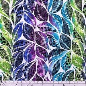 Benartex Go With the Flow by Ann Lauer, White Multi, Cotton Quilting Fabric by the 1/2 yard (continuous cut) and Fat Quarters 16742-09