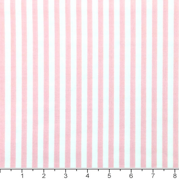 Tela para acolchado, rayas rosa bebé y blanco de 1/4”, Riley Blake Designs, patrón n.° C-555-BABY PINK, se vende por media yarda, se corta como continuo