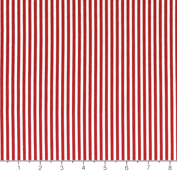 Quilting Fabric, By the Half Yard, 1/8” Red and White Stripe, Riley Blake Designs, Pattern #C-495-RED, 100% Cotton, Cut as Continuous