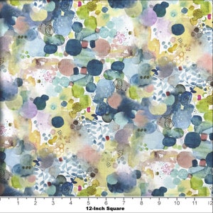 Quilting Fabric, By the Half Yard (cut as continuous) or Fat Quarters, From Clothworks and designer Sue Zipkin, Zen Y3764-55 Multicolor-Teal