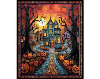 Creepin' It Real Halloween Fabric Panel from QT Fabrics, Sold by the Panel, Full Yard, 36" x Width-of-Fabric, Style 30384-X