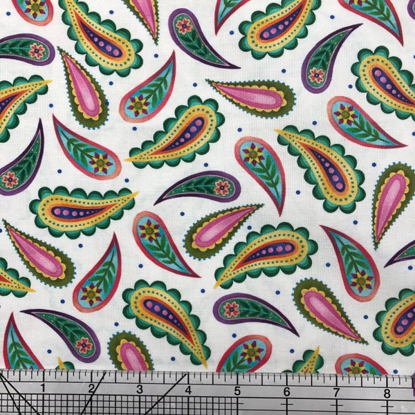 Quilting Fabric, QT Fabrics, Make Today Beautiful, Paisley Print, #1649-29189-Z, Sold by the 1/2 Yard, Cut as Continuous