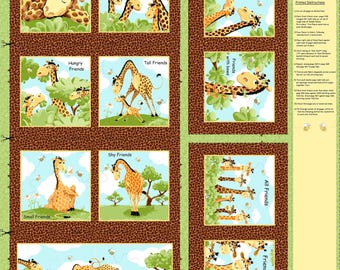 Zoe the Giraffe Storybook PANEL from Susy Bee and Clothworks, Sold by the Panel,  36 x 43 Inches, SB20356-280,  100% Cotton
